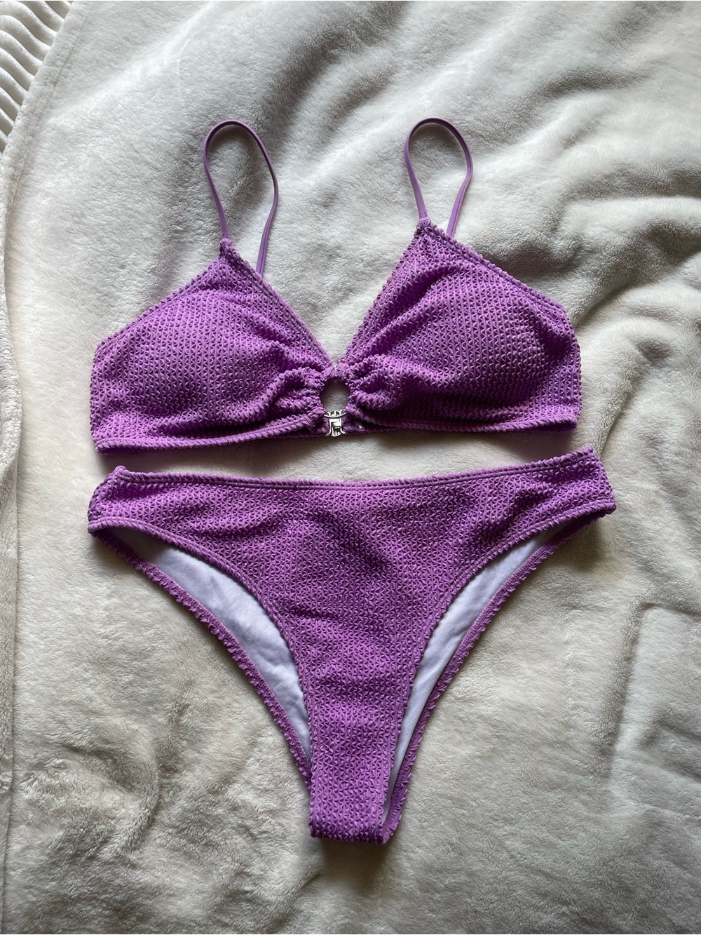 SHEIN Lavender Purple Textured Bikini Set